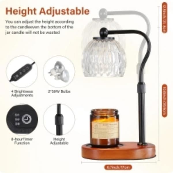Stearinlyslampe - Ikke specificeret - 250W - Glas og metal - Timer - Lysdæmper