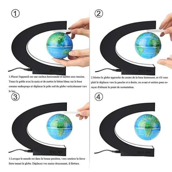 Magnetisk flytende lysglobus - Kreativ - Blå - C-formet base - Dekorasjon