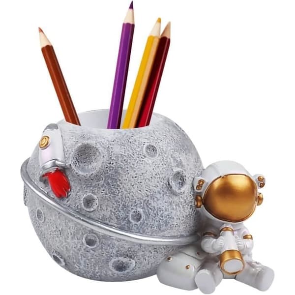 Blyantholder - Harpiks - Astronaut - Gull - 14x10x8cm - Multifunksjonell