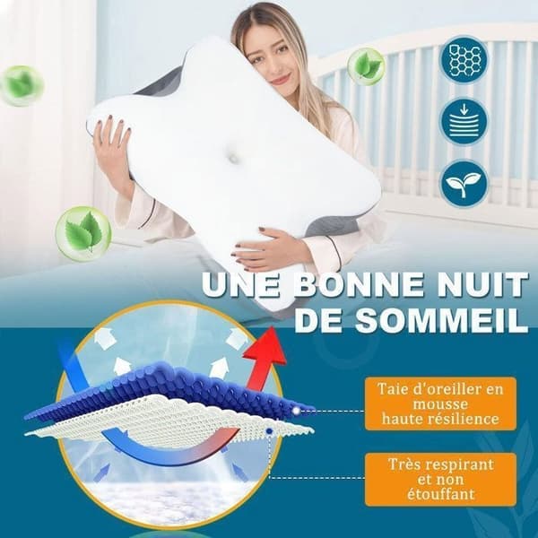 Memory Foam-kudde - Ortopedisk kylande ergonomisk kudde - Vit