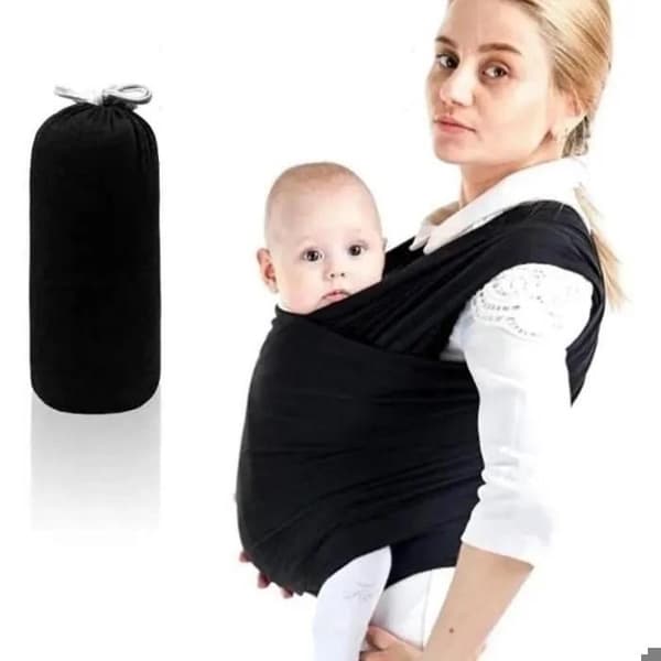 Multifunktionel bæresele til nyfødte og babyer, elastisk bomuld, knudefri, op til 15 kg - sort