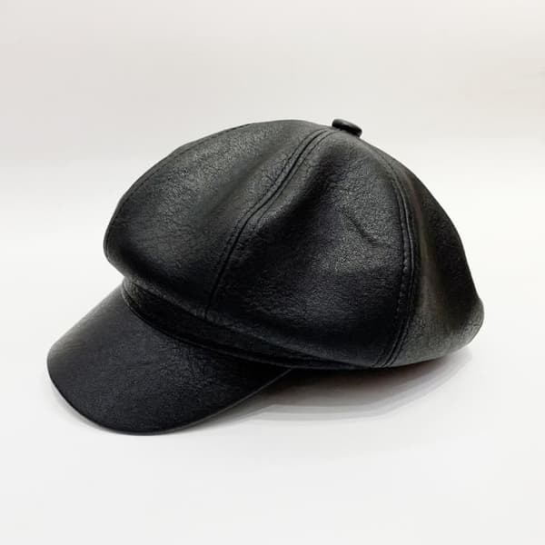 Dame læderberet/kasket - sort - størrelse 56-58 cm - efterårs-/vintersæson