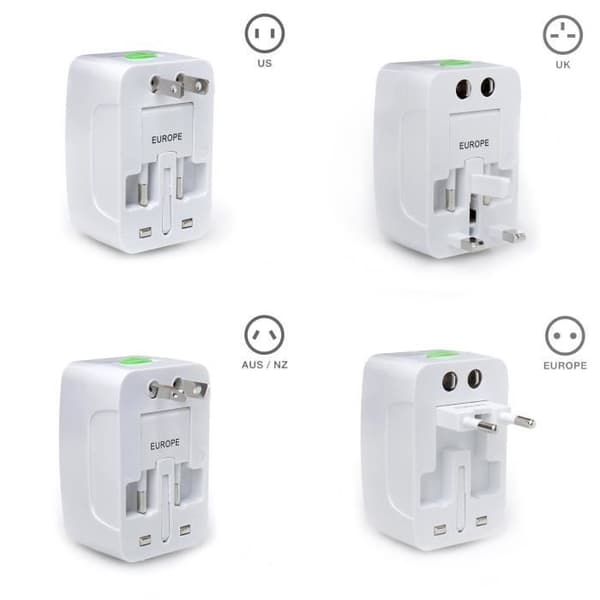 Internasjonal reiseadapter universalplugg med 2 USB-porter (1A) 220V / 110V AC AU US EU