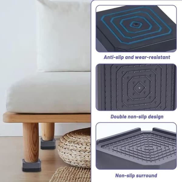 Möbelsteg - Ej specificerad - Set om 4 - 4 cm - Halkfri - Grå plast
