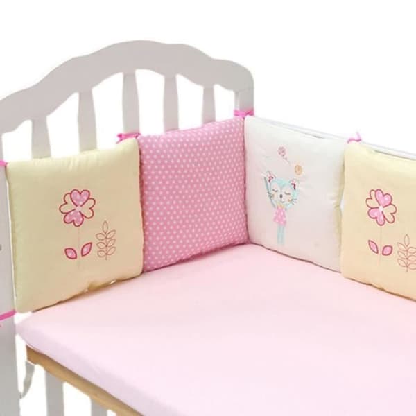(Pink) 6-delt sengesengsrampersæt - Mærke - Model - Børnesengesengsramper - Pink