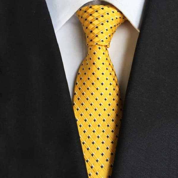 HERRESLIPS - Mote - Uformelt profesjonelt slips i jacquard polyester, modell 1 - gul GJ™