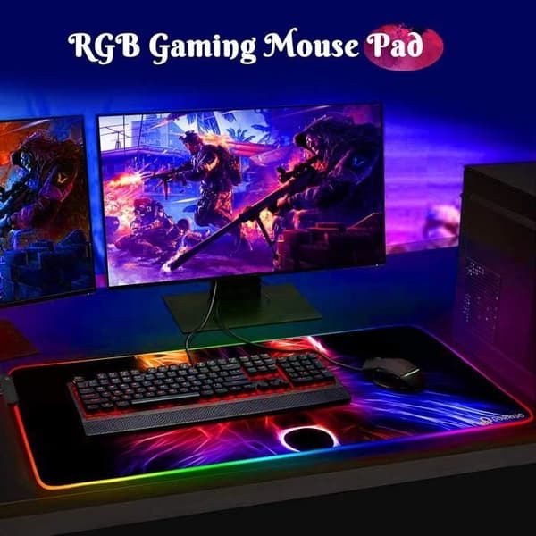 Opplyst spillmusematte, RGB LED-lysmusematte, spillmusematte med USB-kabel, 800 x 300 x 4 mm
