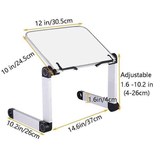 Justerbart bokstativ - Hvit - Aluminium - Sammenleggbart - Ergonomisk - Multihøyde