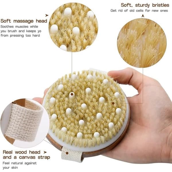 Torrborste - Unisex - Massageborste - Exfoliering - Lymfdränage - Grisborst