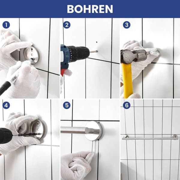 60 cm håndklestativ i rustfritt stål, 2 installasjonsmetoder, børstet overflate