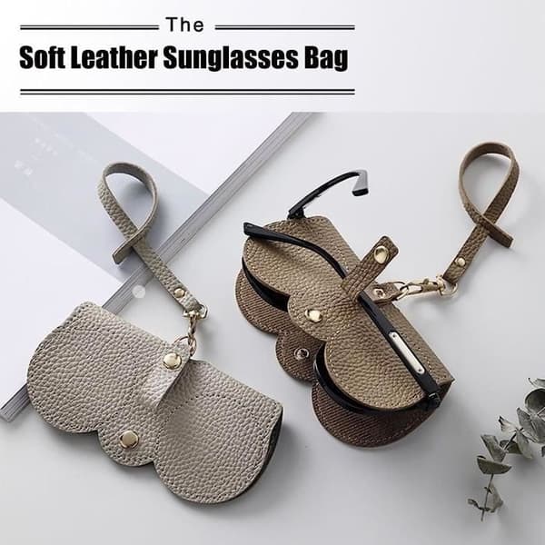 Solglasögonfodral - Ej specificerat - Mjukt läder - Bärbart - Unisex - Svart