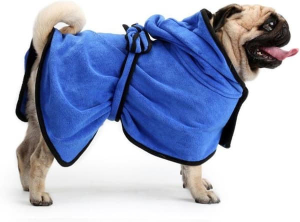 Badehåndklæde til hund med justerbar rem, hurtigtørrende mikrofiber, super absorberende
