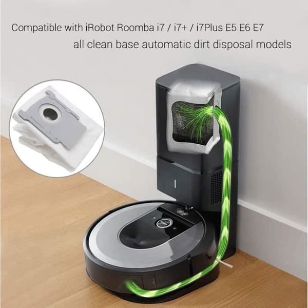 Pakke med 10 støvposer til Clean Base iRobot Roomba i7 + i7 /Plus + s9/Plus E5 E6 E9 støvsuger