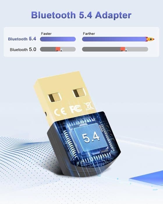 Bluetooth-sovittimet, 5.4 Bluetooth-sovitin, USB Bluetooth -sovitin, Bluetooth tietokoneelle, Bluetooth USB, kuulokkeille, ohjain, C[J47]