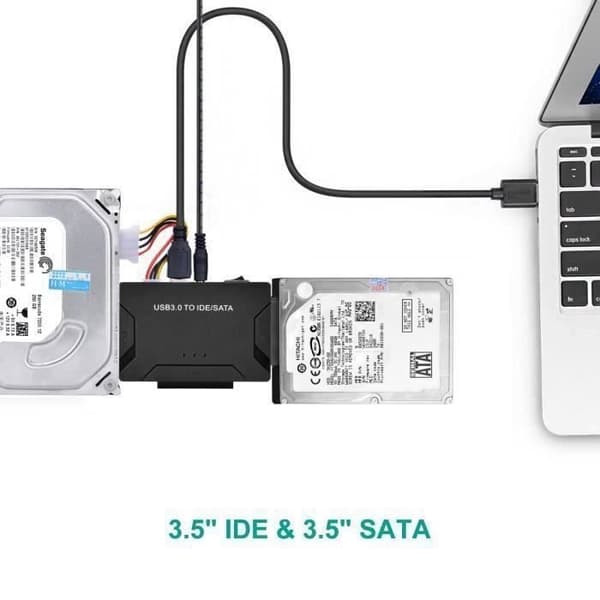USB-harddiskadapter, USB 3.0 til IDE/SATA, 1 m USB-kabel til 2,5" 3,5" IDE/SATA HDD/SSD