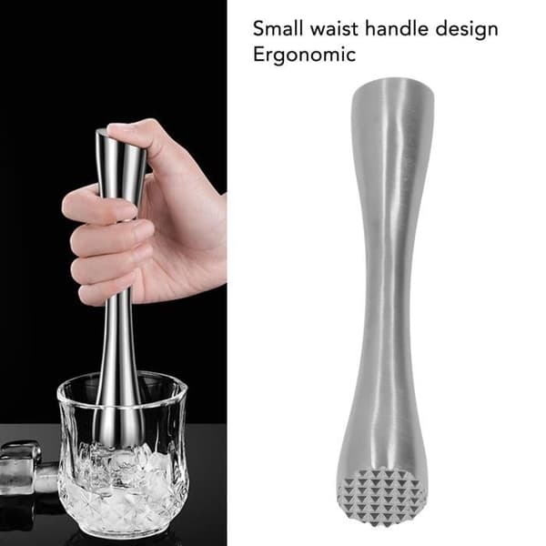MAD Rustfritt Stål Muddler, Ergonomisk Cocktailmuddler i Rustfritt Stål av Matkvalitet, Smidd Muddler i Ett Stykke