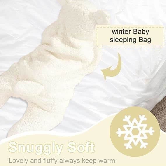 Babyteppe med hette for nyfødte, 0-6 måneder, unisex babyteppe, vintersovepose for nyfødte