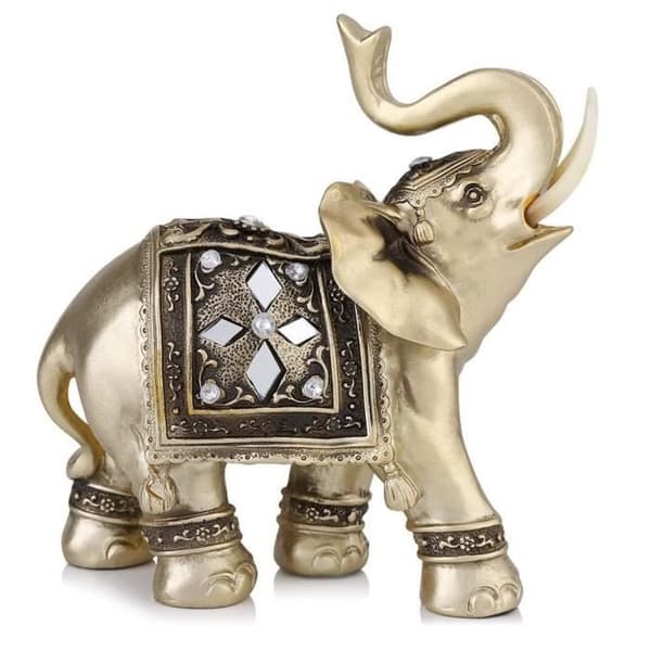 Statue - AYNEFY - Elegant Elefant - Gull - Harpiks - 15x14 cm