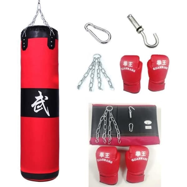 Boxningssäck - TRESOR - Kickboxningskit - 1m - Handskar ingår - 25cm kedja