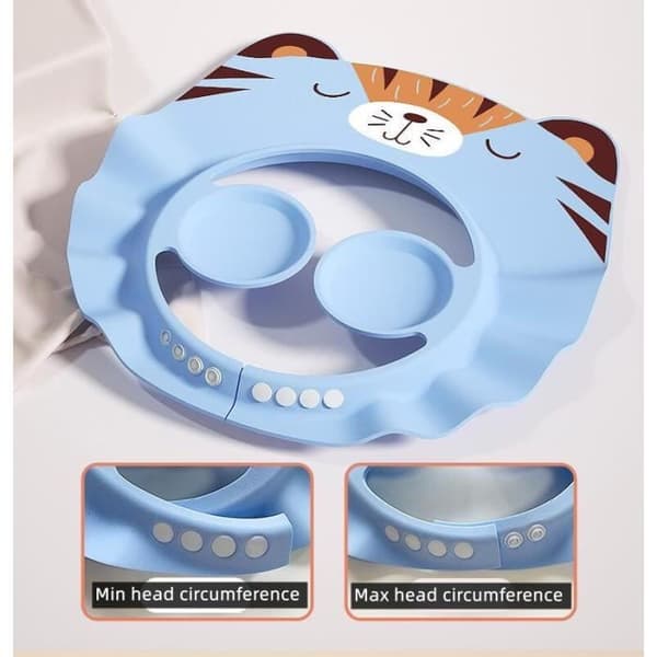 Badehette for baby, dusjbeskyttelse for barn, justerbart visir, dusjhette, for gutter, jenter, 2 stk (Tiger)