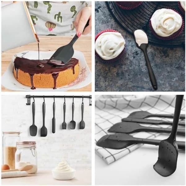 Silikone spatel - Køkkenredskab - Sort - Ergonomisk - Non-stick - Multifunktionel