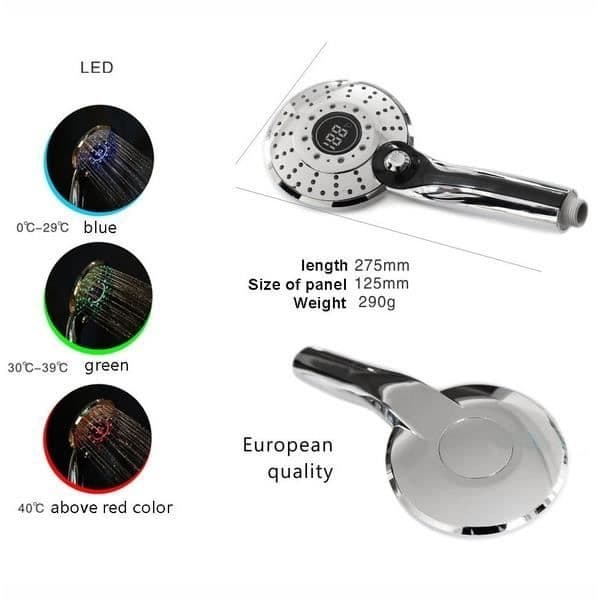 TEMPSA LED dusjhode - 3 farger - antikalk