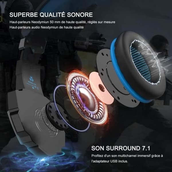 AUDBURN Støydempende Gaming Headset - PS4-PS5-Xbox One-PC-Mac-Nintendo - Blå