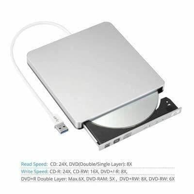 Ekstern USB CD/DVD-læser/brænder kompatibel med Apple MacBook Pro/Air/Mac mini