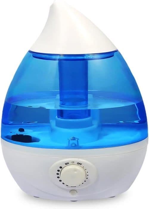 Ultralyd Cool Mist Luftfugter til Soveværelse med Farverigt Natlys, Mini Lydløs Diffuser Luftfugter