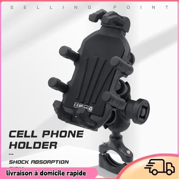 Dilwe Motorcykel Telefonholder med Bilmontering, Styrmontering, Sort