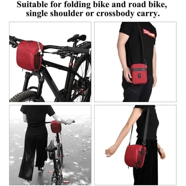 Cykelväska för styren - Ej specificerad - Röd - Vattentät - 1680D polyester - Multifunktionell