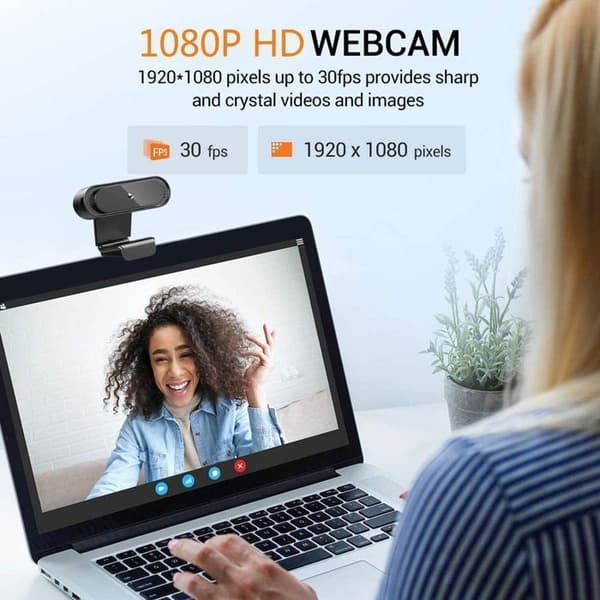 1080P Full HD Live Streaming Webcam med støjreducerende mikrofon og USB Plug and Play PC-webkamera til video og optagelse