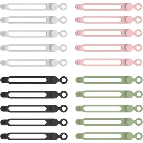 Gjenbrukbare silikonkabelstrips, silikonkabelstropper, kabelfester for datakabler (20 stk.)