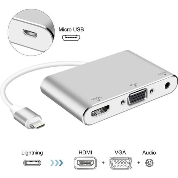 Lightning – Digital AV-adapter, HDMI- och VGA- samt ljudadapter för iPhone och iPad