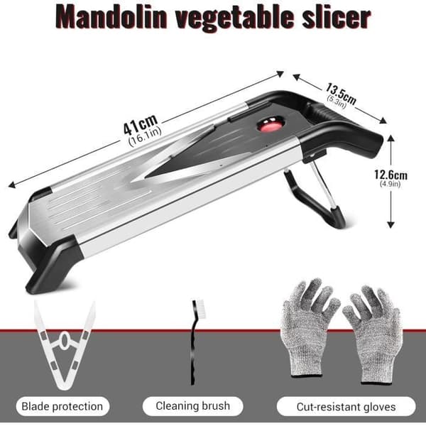 Professionel køkkenmandoline - MASTERTOP - Rustfrit stål - 5 V-formede blade - Skæring og julienne