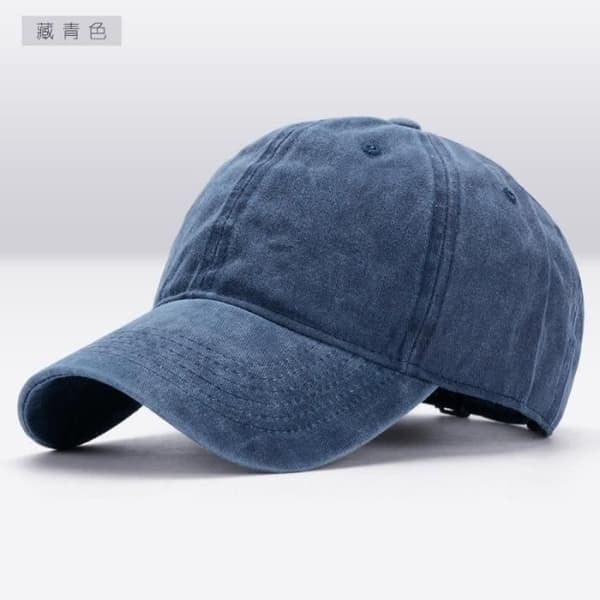 Justerbar baseballcaps i vasket bomull for menn, marineblå