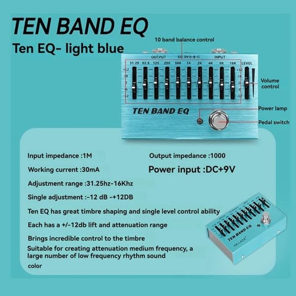 SA-01 10-bands equalizer-kontroller för elgitarr, EQ-effektpedaler, True Bypass, gitarr, bas, delar och tillbehör