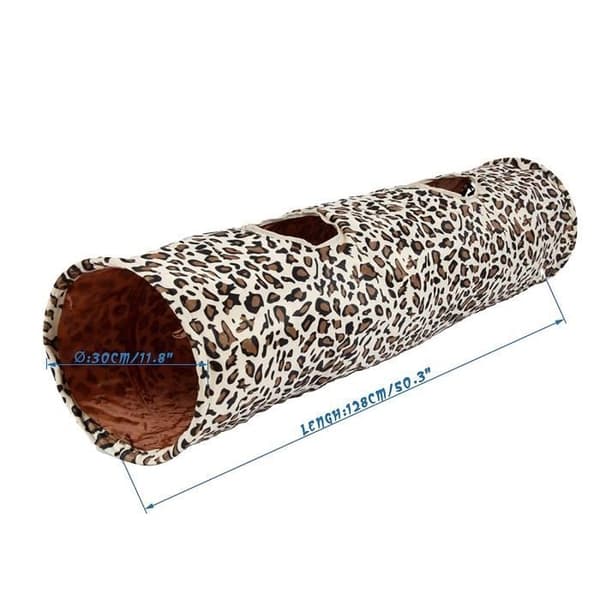 Kattetunnel - Leopard - 125 cm - Stor - 2 hull - Innendørs