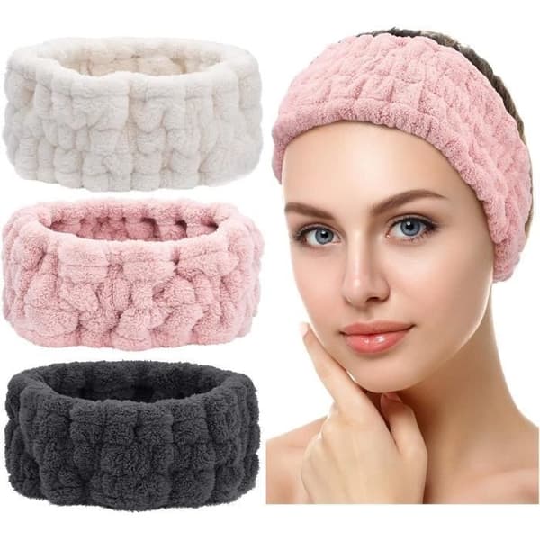 Vaskebånd - Ikke specificeret - 3 stk. - Elastik - Mikrofiber - Bruse- og makeupbånd