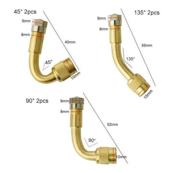 6-delt dækventilforlænger, dækventiladapter, dækventilforlænger, dækventilalbueforlænger