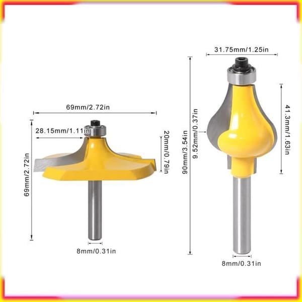 Fräsbit - ASHATA - Spårfrässats - YG6-legering - 8mm - 2 delar