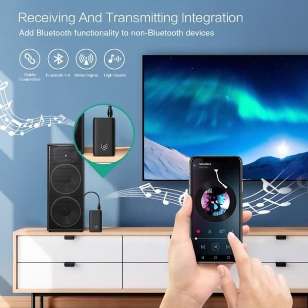 Trådløs Bluetooth 5.0-sender, Bluetooth Aux-adapter, 2-i-1 Bluetooth-mottaker og -sender