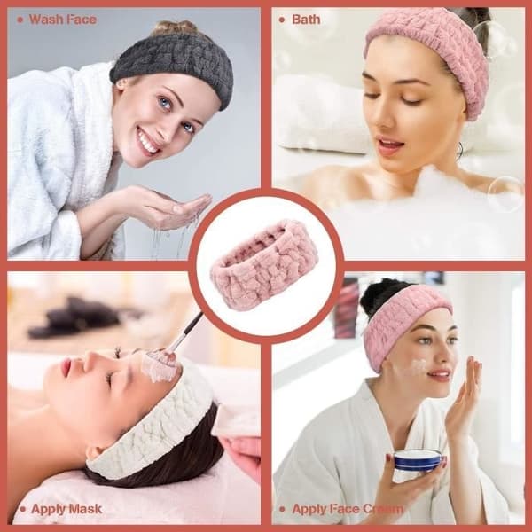 Vaskebånd - Ikke specificeret - 3 stk. - Elastik - Mikrofiber - Bruse- og makeupbånd