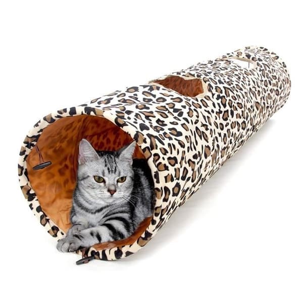 Kattetunnel - Leopard - 125 cm - Stor - 2 hull - Innendørs