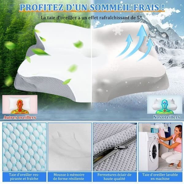 Memory Foam Pude - Ortopædisk Kølende Ergonomisk Pude - Hvid