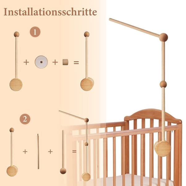 Mobilt stativ til babyseng, mobilt stativ i træ til puslebord