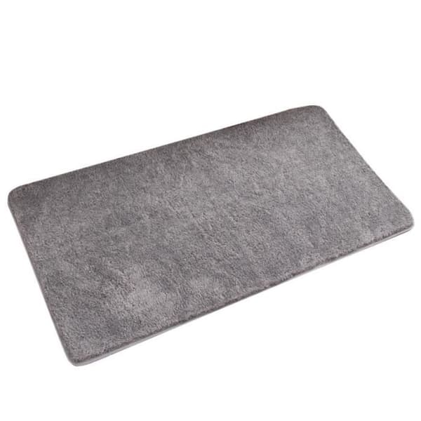 Grå badematte 45 x 70 cm - Absorberende sklisikker badematte - Myk rektangulær dørmatte