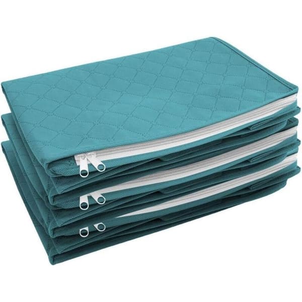 Förvaringslåda - Ej specificerad - Set om 3 - Vikbart tyg - 48x35x20 cm - Grå/blå