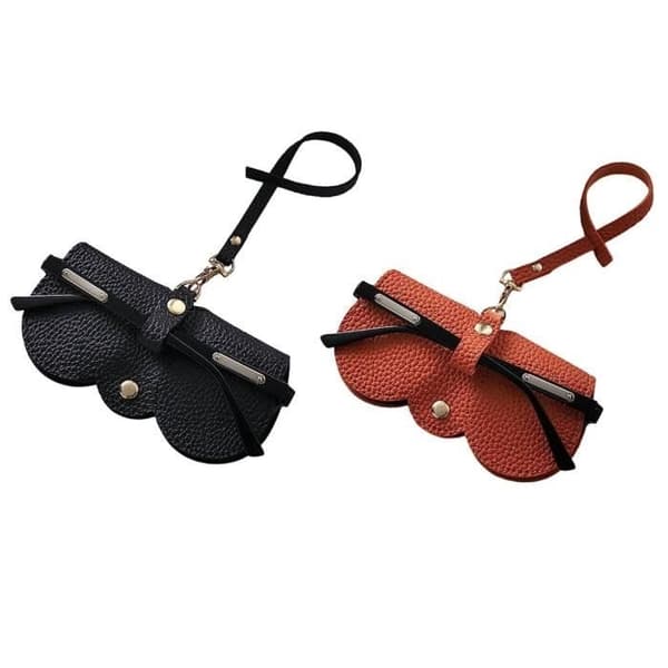 Solglasögonfodral - Ej specificerat - Mjukt läder - Bärbart - Unisex - Svart