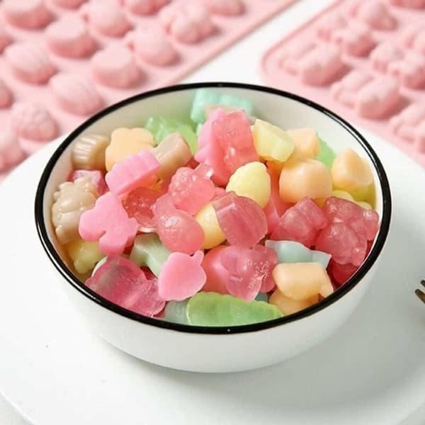 Set med 2 gummigodisformar, gummigodisformar, chokladgodisformar, silikongodisformar, formar för